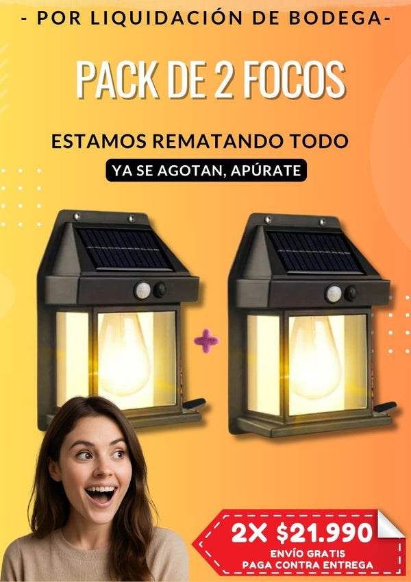 Set de Faroles Led Solares y Sensor de Movimiento