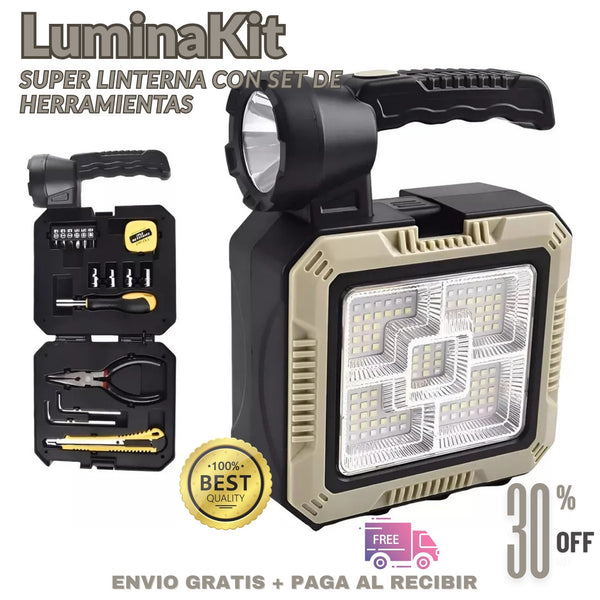 LuminaKit Super Linterna Solar Con Set de Herramientas