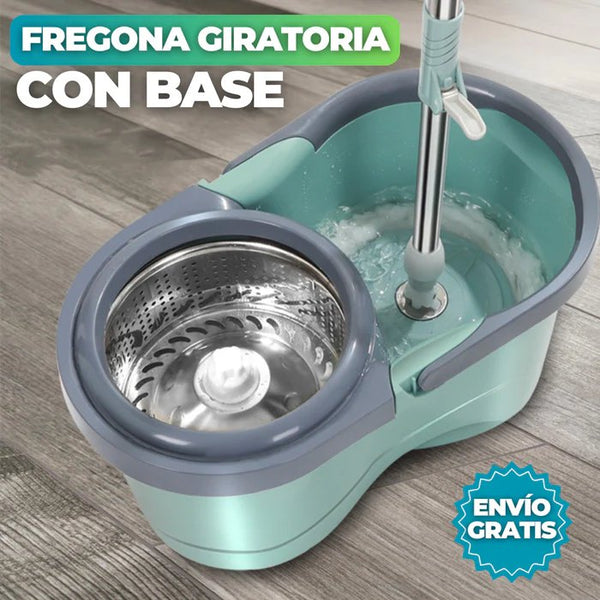 TRAPERO GIRATORIO CON CESTA METÁLICA Y BALDE EXPRIMIDOR - Devshop