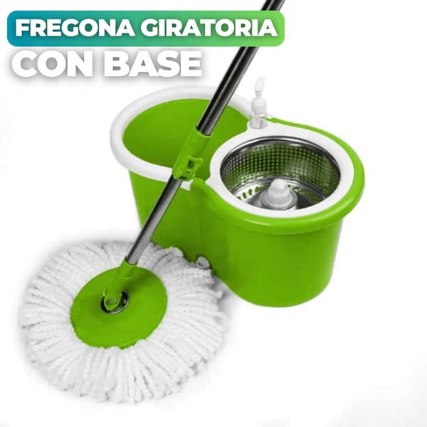 TRAPERO GIRATORIO CON CESTA METÁLICA Y BALDE EXPRIMIDOR - Devshop